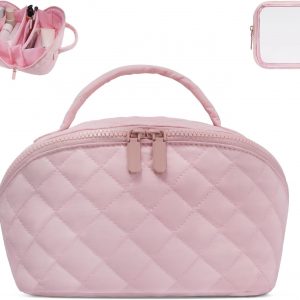 Makeup Bag,Quilted Puffer Cosmetic Bags,Travel Toiletry Bag for Women,Large Capacity Waterproof Make up Bag Set