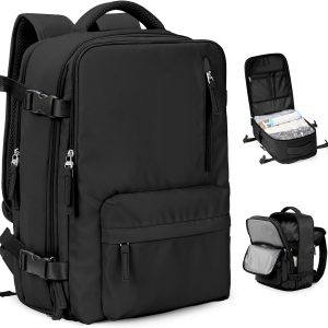 VGCUB Large Travel Backpack with Storage Compression Seal Bags for Clothing with Pump Vacuum System Carry on Personal Item Work Business Vacpack Laptop Backpack for Women Men Black