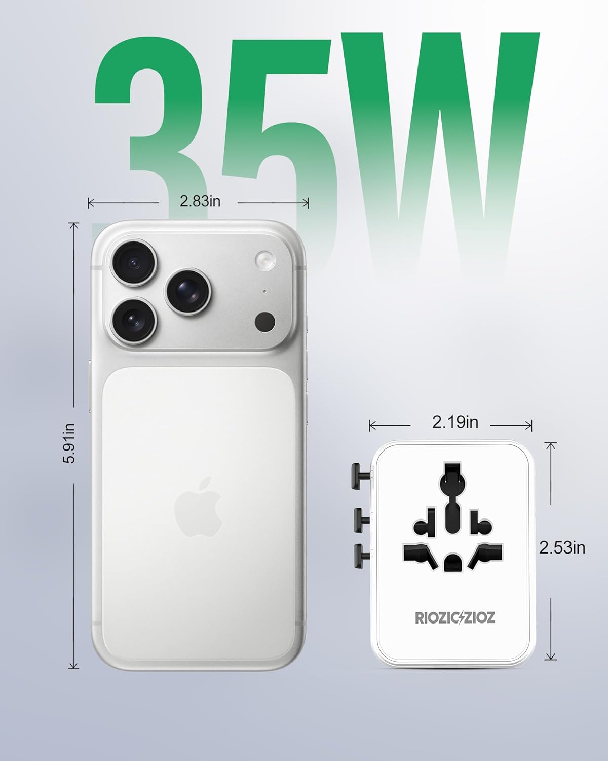 35W Universal Travel Plug Adapter,7-Port PD&QC Fast Charging Power Adapter(2AC&2USB-A&3USB-C),Worldwide Outlet Wall Charger for USA/EU/UK/AUS Over 200 Countries-Type C/A/G/I - Image 8