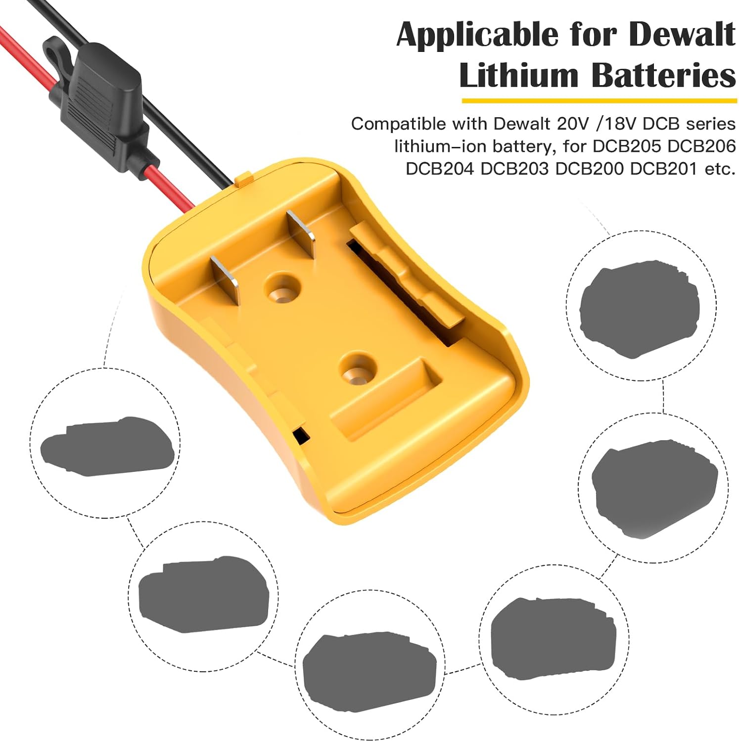 2 Packs Power Wheel Adapter for Dewalt 20V Battery Adapter Power Wheel Battery Converter Kit with Fuses & Wire Terminals, 12AWG Wire, Power Connector for DIY Rc Car Toys, Robotics and Rc Truck - Image 4