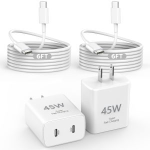 45W Apple USB C Charger Fast Charging for iPhone 17/16/15, 2Pack 6FT USB C to C Cable Cord Quick iPhone Charger Block for Apple 17/17 Pro/17 Pro Max/Air/16/16 Pro/16 Pro Max/16 Plus/15/15 Pro Max/iPad