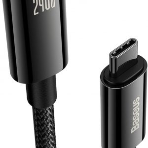Baseus USB C Cable, 240W PD 5A Fast Charging USBC to USBC Cable, Zine Alloy Nylon Braided Type C Charger Cord for iPhone 17 16 Pro/Plus/Pro Max, MacBook, iPad Pro/Mini, Samsung S23/S22+ (10ft)