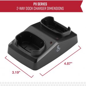 Cobra PX Professional Walkie Talkie 2-Way Dock Charging Station with UBS Charging Cable – Dual Desktop Portable Charger, Compatible with PX650 Business Models