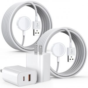Fast Charger for Apple Watch,2 Pack USBC & A PD Wall Charger Adapter with 10FT Long USBA Magnetic Apple Watch Fast Charging Cable Portable Compatible with iWatch Series 10/9/8/7/SE/SE2/5/4/3/2/1/Ultra
