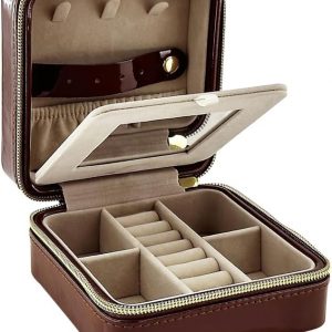 Pearl Travel Jewelry Case (Brown)
