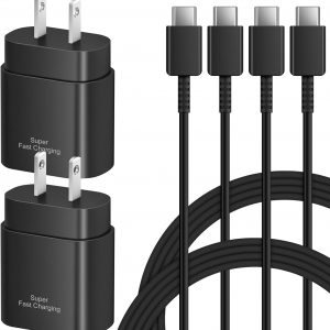 Type C Charger Fast Charging for Samsung – 25W USB C Charger Block, Android Phone Wall Charging with 6Ft Type C to C Cable for Galaxy S25 Ultra/S25/S25+/S24 Ultra/S24/S24+/S23/S22/Note 20 (Black)
