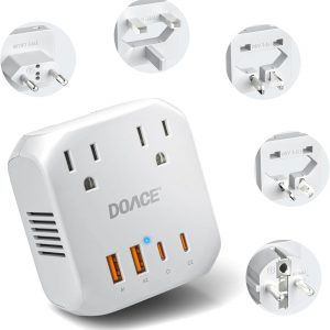 DOACE 2000W 220V to 110V Voltage Converter for European Travel, Voltage Converter US to Europe for Hair Dryers with Fast Charging Power Converter Adapter Combo with 4 USB Ports Step Down Transformer