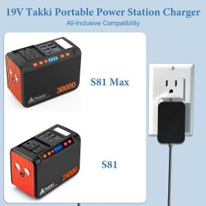 19V Portable Power Station Charger for Takki S81 S81MAX,for Takki Portable Power Station Charging Cord Solar Generator Lithium AC Power Adapter ETL Listed