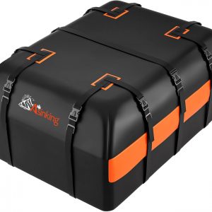 Car Rooftop Cargo Carrier Bag, 21 Cubic Feet 100% Waterproof Heavy Duty 840D Car Roof Bag for All Vehicle with/Without Racks – Anti-Slip Mat, 6 Door Hooks, Storage Bags, 2 Extra Straps, Luggage Lock
