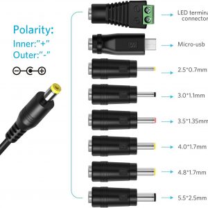 Belker 36W Universal 3V 4.5V 5V 6V 7.5V 9V 12V AC DC Adapter Power Supply for LCD LED Light Strip Router HUB Speaker Smart Phone TV Box 1A 1.5A 2A 2.5A 3A 3000mA Amp Max.