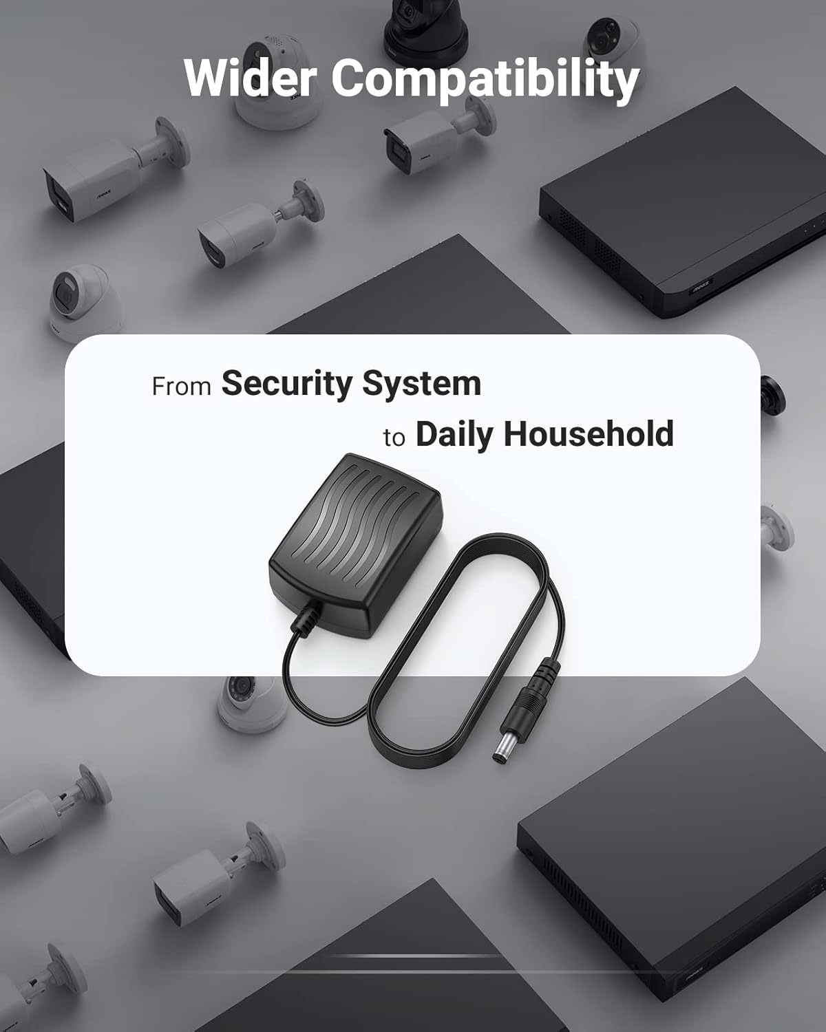 ANNKE Security Power Adapter Supply AC to DC 12V2A and 1-to-4 Splitter Power Cord for CCTV Surveillance Camera DVR System - Image 2