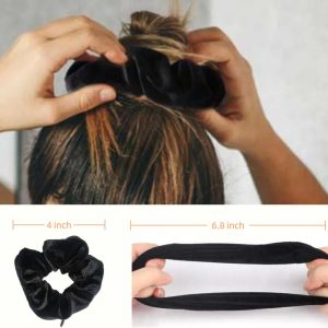 Zipper Scrunchie,Velvet Scrunchie with Zipper Pocket for Women – Hair Tie with Hidden Storage Compartment for Cash, Lipstick, Keys & Valuables | Hidden Compartment Items for Travel (Black, 8)