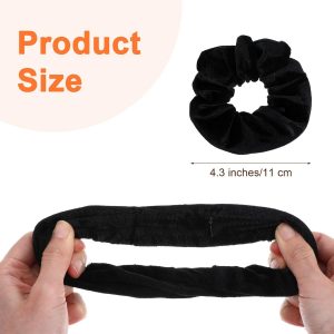 4PCS Velvet Scrunchies with Zipper Pocket for Women, Black Hair Scrunchies for Women’s Hair, Pony Tails Tie with Hidden Storage Compartment for Cash, Lipstick, Keys & Valuables (Black)