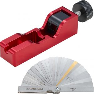 CZC AUTO Spark Plug Gap Tool Universal with 32 Blades Steel Feeler Gauge, Compatible with Most Standard 10mm 12mm 14mm 16mm Thread Spark Plugs, Red