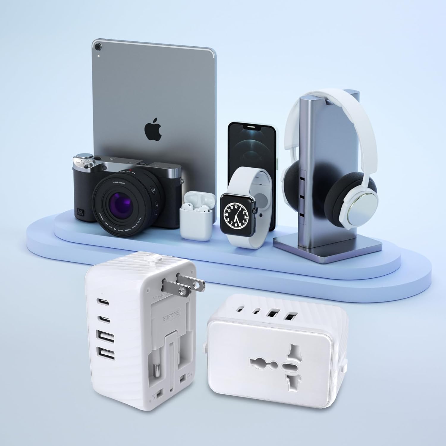 Universal Travel Adapter Worldwide International Plug Adaptor with 2 USB C 2 USB A Ports,World Power Outlet for European USA UK Australia Ireland - Image 8
