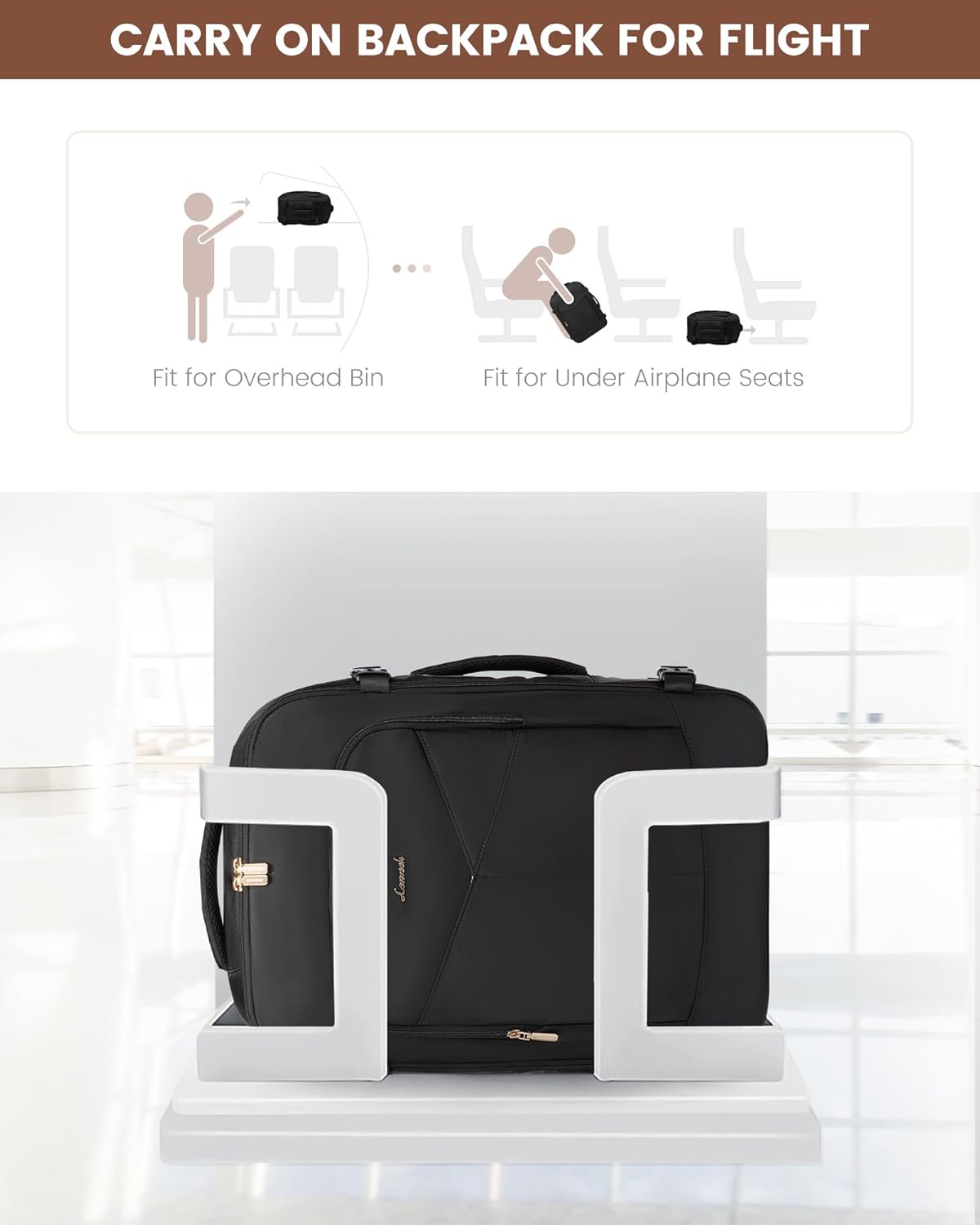 LOVEVOOK 40L Travel Backpack for Women&Men,TSA Carry on Backpack for Airplanes with 3 Packing Cubes,Personal Item Bag Fit 17" Laptop, Waterproof Essentials Airline Approved Luggage - Image 3