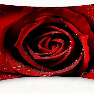 Imitation Silk Pillow Case for Hair and Skin Vintage Red Rose 1 Pack Satin Pillow Case Standard Size with Hidden Zipper Smooth Cooling Pillow Cover for Sleeping 20”x26”