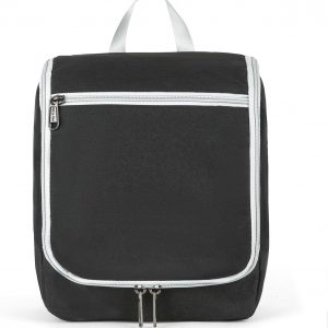 Della Gao Black Water Repellent Polyester Hanging Toiletry Bag for Travel