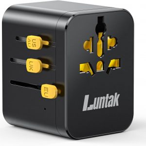 Universal Travel Adapter Worldwide,International Power Adapter with 2 USB-A&2 USB-C&1 AC Outlet,All in One European Travel Plug Adapter for EU/UK/US/AU Over 200+ Country/Region(Type A/C/G/I)-Black