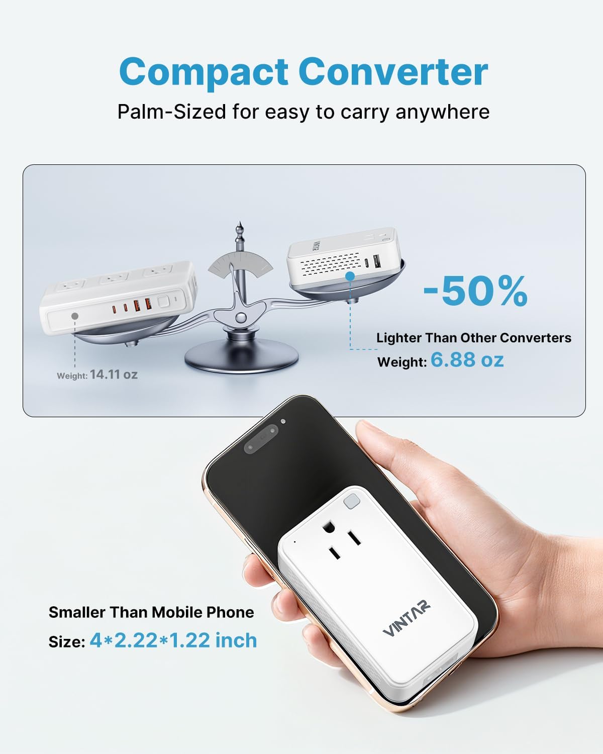 220V to 110V Converter for European Travel, VINTAR 200W Mini Universal Travel Adapter Voltage Converter US to Europe, International Step Down Power Converter Adapter Combo for EU UK AUS India - Image 2