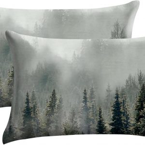 GABraden Cotton Pillowcase 2PCS, Floral Print Pattern Pillow Cover Set with Hidden Zipper,Comfortable Fabric, Lightweight and Breathable,Standard Size 20″X 26″ (Mountain-08)