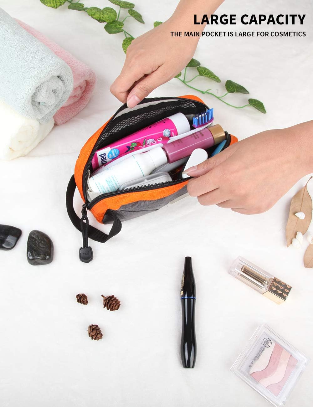 GOX Travel Toiletry Bag Dopp Kit Case for Men Multifunction Packing Organizer Pouch(Orange/Grey) - Image 3