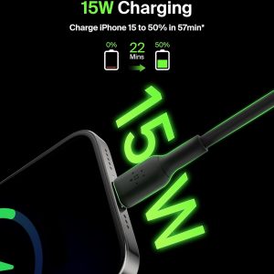 Belkin USB C to USB A Cable, 3.3ft, 15W – Type C Charger, iPhone Charger Cord for iPhone 16, Galaxy S25, Pixel 9, AirPods, iPad Pro, Tablet, Switch 2 & More, CarPlay – Black