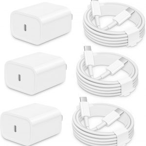3 Pack AISNI Fast Charger Block Compatible with iPhone 17 16 15 Charger Fast Charging USB C Charger Long Type C Chargers Cord 6 FT for iP17 Air/17 Pro Max/16/15 Pro Max Series and Type C Device-White