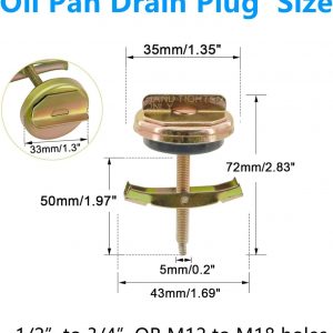 Universal Oil Pan Drain Plug Replace 65109 090-080CD 090-080, Fit 1/2 in to 3/4 in Or M12 to M18 Hole, 3 PCS