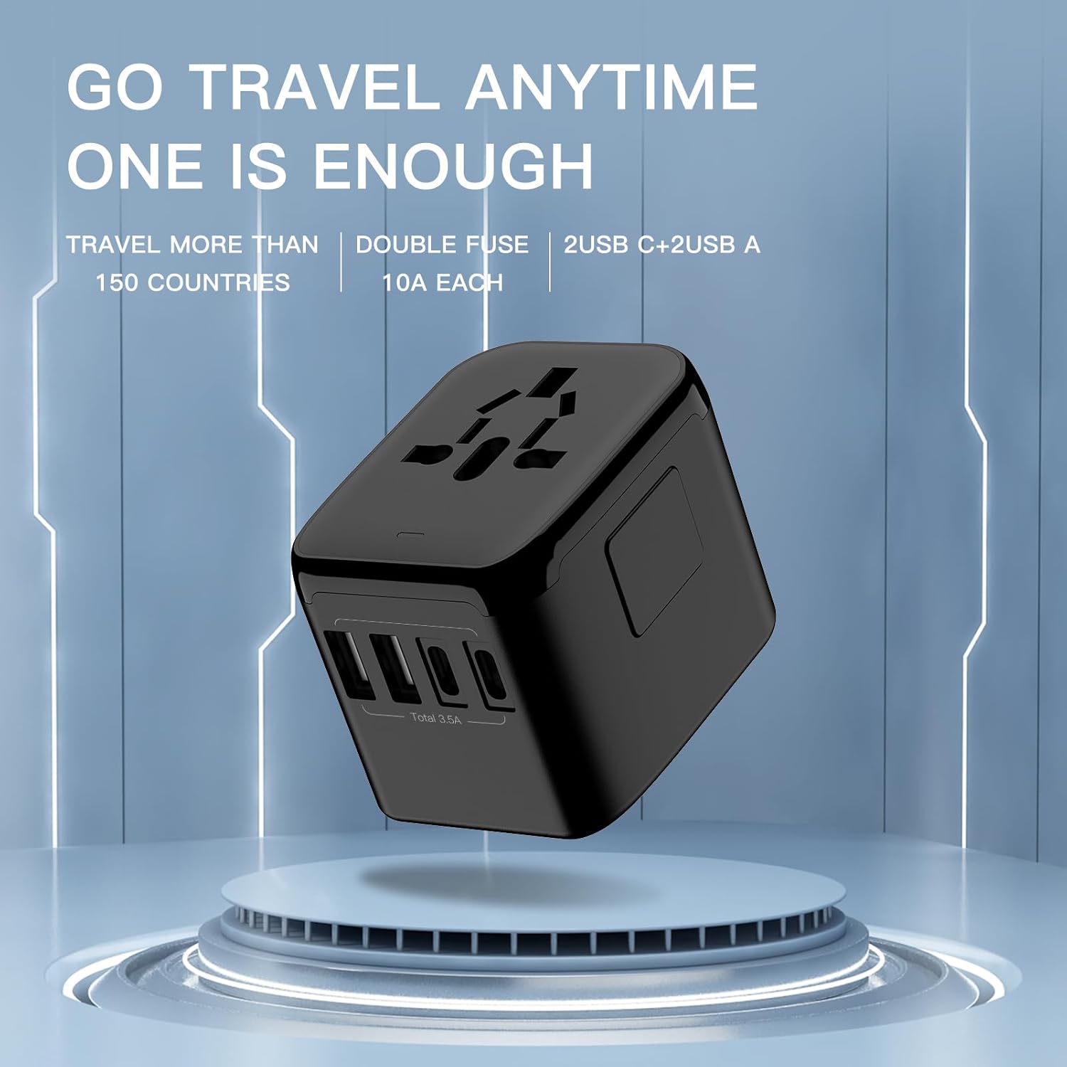 Universal Travel Adapter, European Travel Plug Adapter & International Power Adapter with Voltage Converter US to Europe – Universal Power Adapter Worldwide Travel Essentials - 4 USB Ports - Image 7