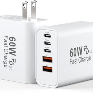 USB C Charging Blocks, 60W USBC Wall Fast Charger Block, Type C iPhone USB C Charger Fast Charging Brick, 5-Port Multiport Charger Plug Power Adapter for iPhone 17/16/15/14/13 Pro Max, iPad, GalaxyS25