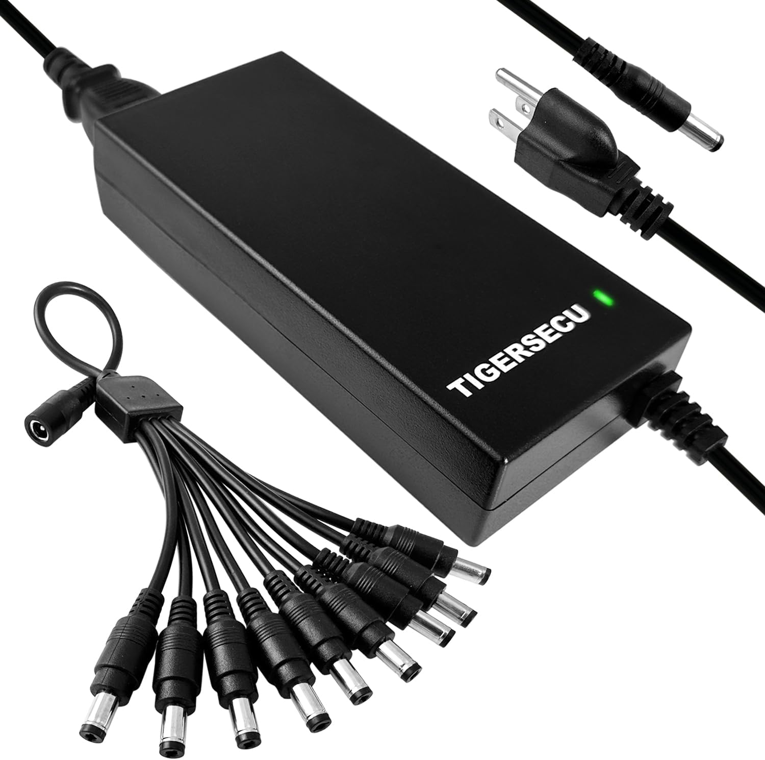 TIGERSECU 12V 8A Power Adapter for Security Cameras and DVRs, with 9-Way Splitter, 100V-240V, 2.1x5.5mm Power Supply, Compatible with Lorex, Night Owl, Swann, ZOSI, Reolink, Annke IP and BNC Cameras - Image 3