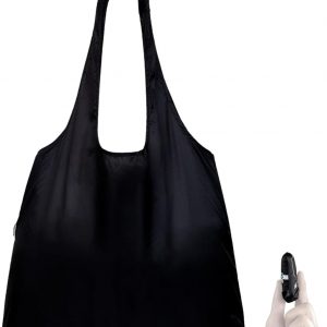 Nanobag Ultra-Lightweight Foldable Tote for Women & Men, Reusable Grocery & Travel Bag, Packable Collapsible Compact Market Essential (Standard Black)