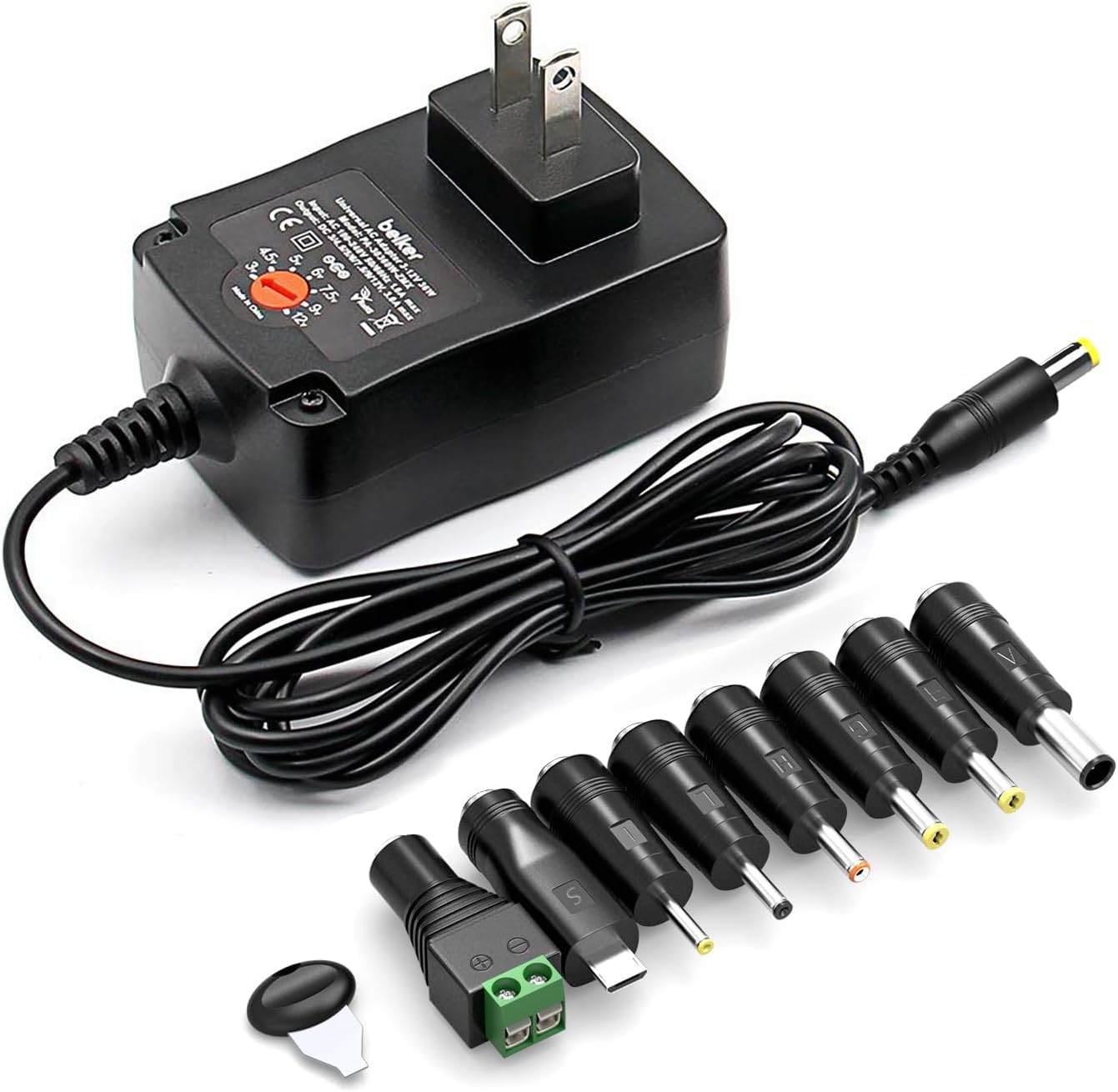 Belker 36W Universal 3V 4.5V 5V 6V 7.5V 9V 12V AC DC Adapter Power Supply for LCD LED Light Strip Router HUB Speaker Smart Phone TV Box 1A 1.5A 2A 2.5A 3A 3000mA Amp Max. - Image 7