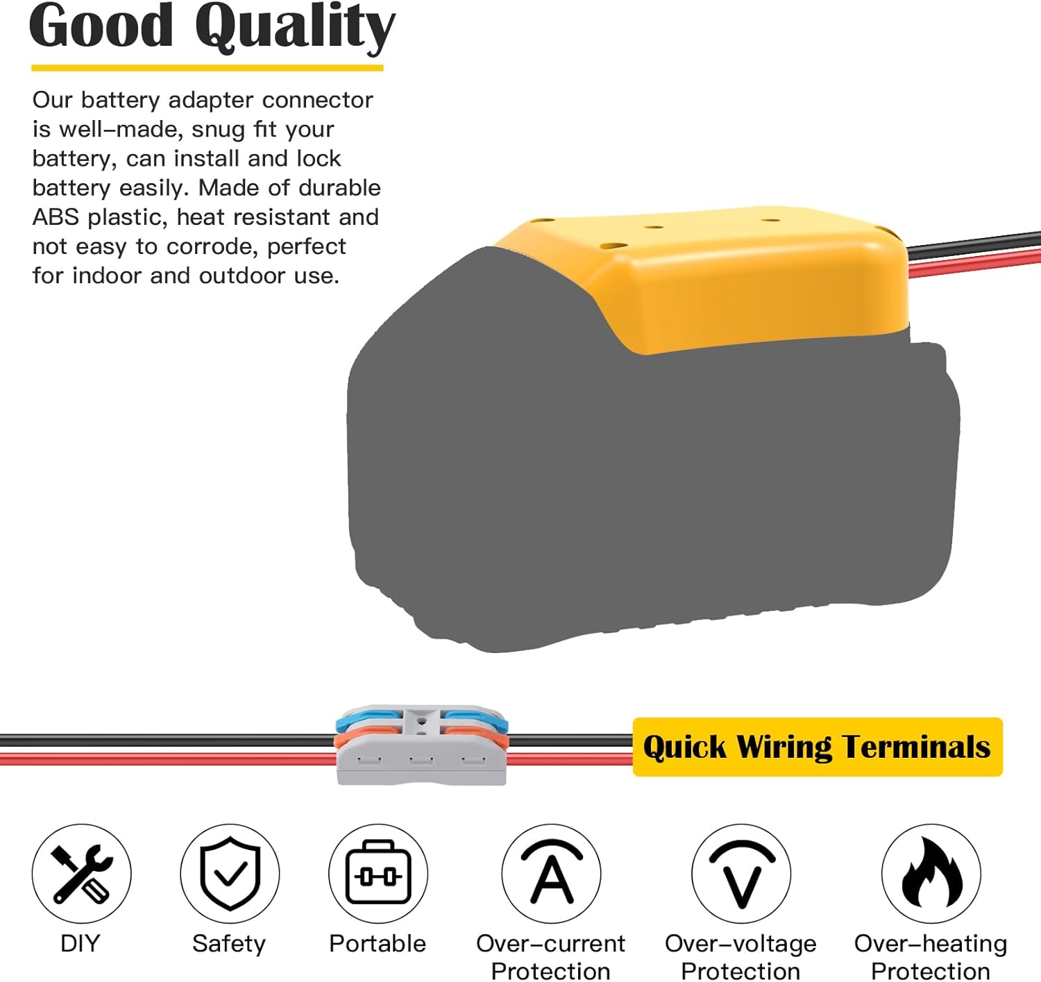 2 Packs Power Wheel Adapter for Dewalt 20V Battery Adapter Power Wheel Battery Converter Kit with Fuses & Wire Terminals, 12AWG Wire, Power Connector for DIY Rc Car Toys, Robotics and Rc Truck - Image 6