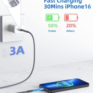 USB to USB C Cable 3A Fast Charging [2 Pack, 6FT], USB A to USB C Charger Cord, Upgraded Extra Durable Braided USBC Cable Compatible with iPhone 17 16 15 Pro Max,Samsung Galaxy S10 S9, LG and More