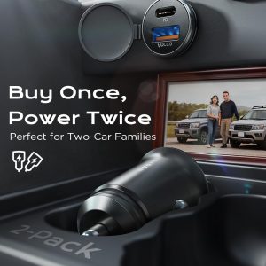 LISEN Car Charger USB C, 54W Cigarette Lighter USB Charger Adapter, Car Accessories for Men, Mini USBC Cars Fast Charging Adapter USBC Type C 12V Plug Outlet, for iPhone 17 Pro Max 16 15 14 13 12 Plus