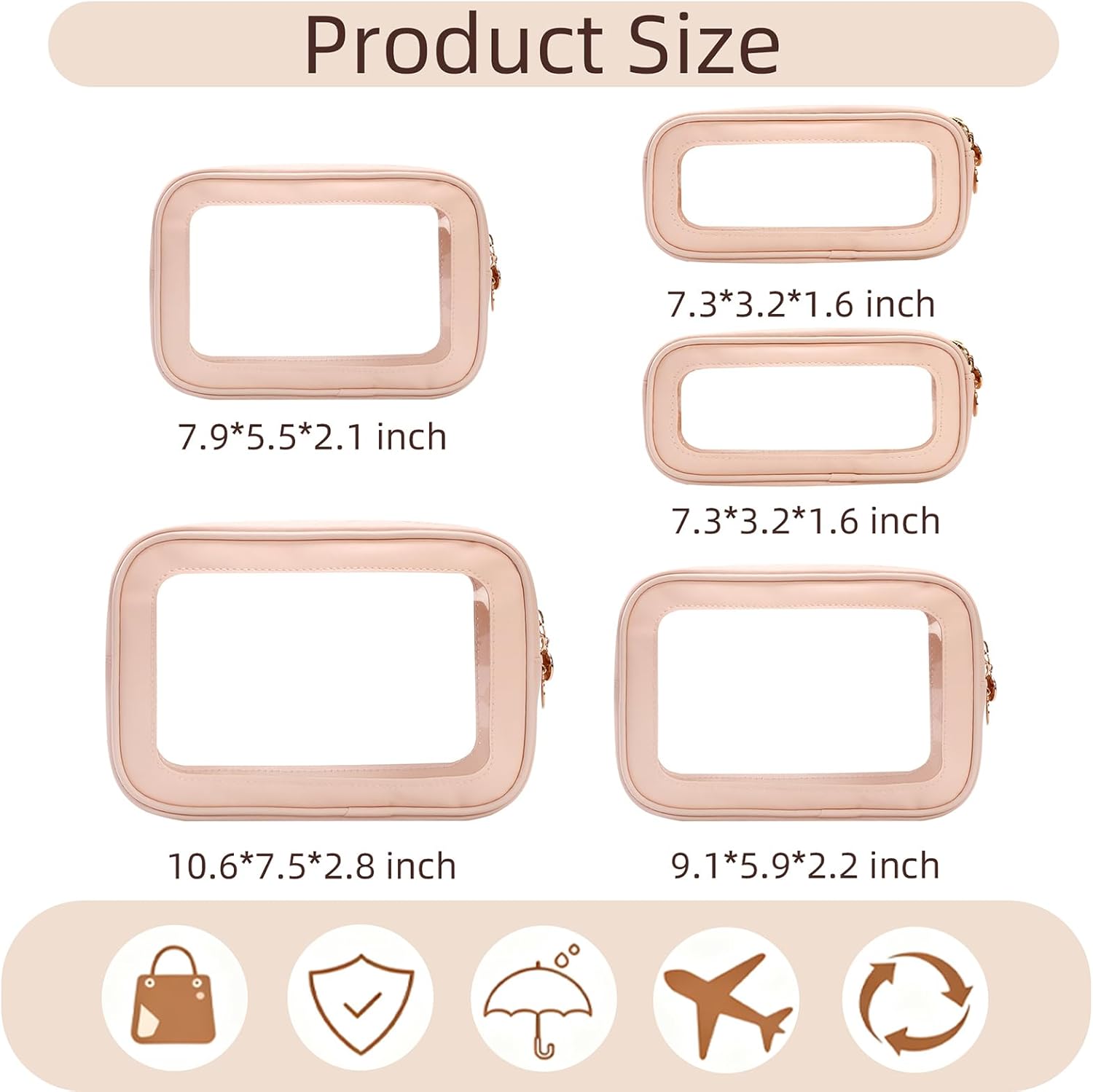 5PCS Diaper Bag Organizer Pouch Set,Clear Organizer Bags,TSA Approved Toiletry Bag,Clear Waterproof Cosmetic Bags with Zipper,Purse Organizer Pouches,Travel Organizer Bags for Woman and Kids - Image 3