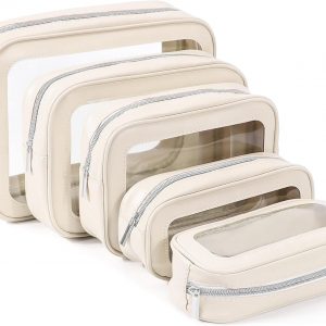5PCS Diaper Bag Organizer Pouch Set, TSA Approved Toiletry Bag，Clear Waterproof TPU Makeup Bag Set Travel Organizer Bags for Women and Kids Christmas Gift
