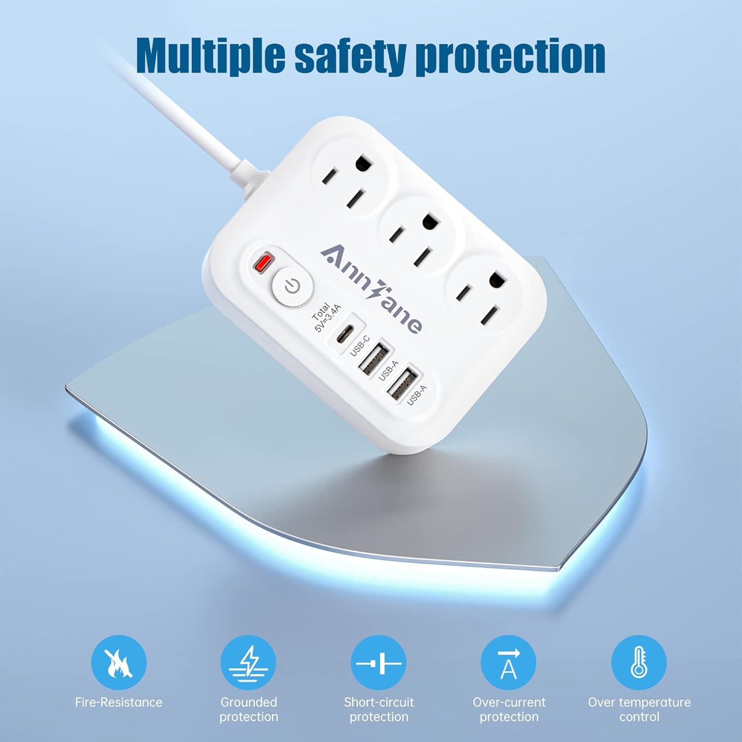 European Travel Plug Adapter with 4FT Extension Cord, (Not for UK) US to European International Plug Adapter Travel Essentials France Germany Greece - Image 4