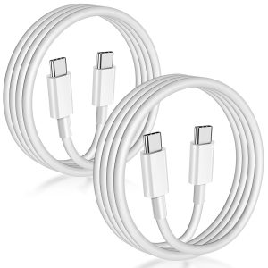 USB C to USB C Cable (6FT, 2Pack),Type-C 60W Woven Fast Charging Cord Long for iPhone 17/16/15 Pro Max Samsung S25 S24 S23 Note 20 MacBook iPad Air，White