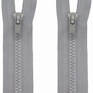 MebuZip 2PCS #5 30 Inch Separating Jacket Zippers Resin Zipper Molded Plastic Zippers Bulk for Sewing Coat Jackets Clothes (Grey)