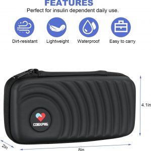 Insulin Cooler Travel Case,Diabetic Cold Pack Organizer Bag with 2 Reusable Ice Packs for Insulin Pen and Other Medication Diabetic Supplies Black