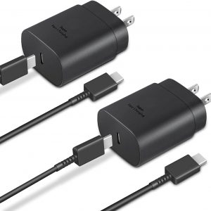GUUSMART Type C Charger 2-Pack 25W Type C Fast Charging Block with 6ft USB C Charger Cable Compatible with Galaxy S25 S24 S23 S22 S21+/Phone 17/16/16 Pro Max/15/15 Pro Max/15 Plus-Black