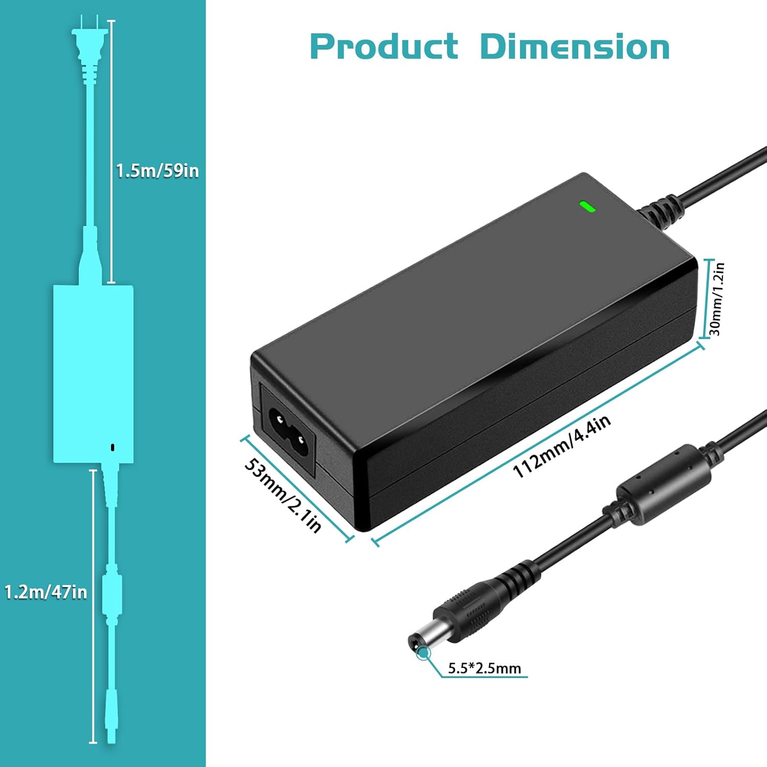 Security Camera Power Supply, CCTV Camera Power Adapter, MAREISA 12V 5A Power Supply for Lorex,Samsung,Q-See,Night Owl,Swann,Annke Cameras and CCTV DVR Surveillance System, with 8-Way Splitter Cable - Image 8