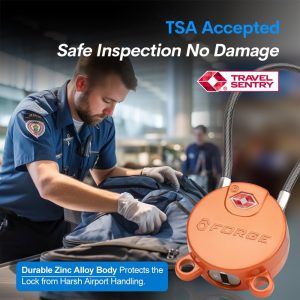 Forge TSA Approved Luggage Locks Ultra-Secure Dimple Key Cable Locks for Travel with Zinc Alloy Body- 2 Orange Locks
