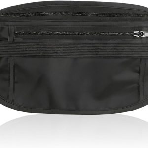Money Belt for Travel, Hidden Waist Pouch, Travel Hidden Wallet, Waterproof Waist Bag, Anti-Theft Passport Fanny Pack for Men and Women (Black)