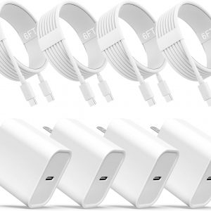 iPhone 17 16 15 Charger, USB C Charger, 4-Pack Fast Wall Charging, USB-C Chargers Block (4-Pack 6 ft Cable Included) for iPhone 17/16/15/15 Pro/15 Pro Max/iPad Pro/AirPods Samsung & More