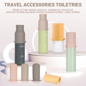 Mrsdry Bottle Covers for Travel, Leak Proofing, Travel Size Container Silicone toiletry sleeves, Leak Locks Travel Accessories for Shampoo Wash Body Bottles and other beauty and personal care(8pcs)