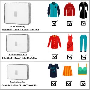 6 Set Packing Cubes and Laundry Pouch – Travel Storage Bag Organizers for Luggage, Carry-On Suitcase Clothes Compression (Light Grey)